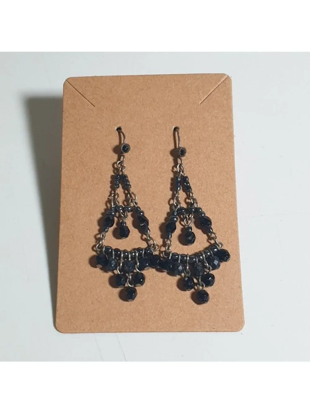 Elegant Black Bead Chandelier Drop Earrings Lightweight Cascading Design Gift